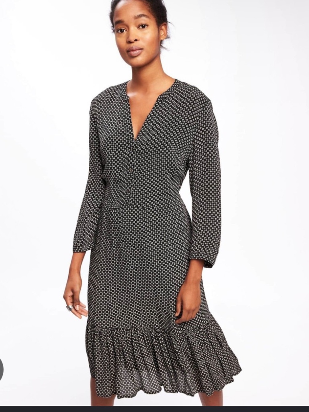 Old Navy Printed Ruffle-Hem Shirt Dress